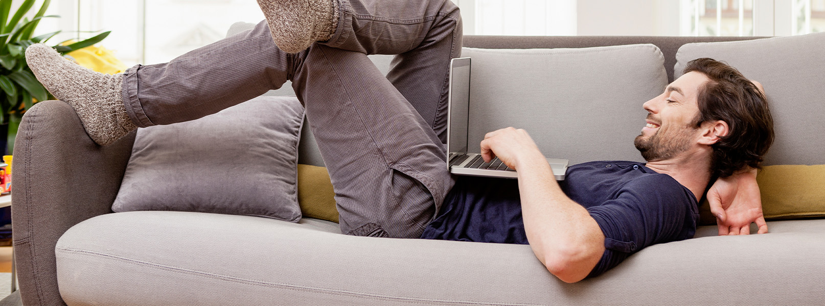 Man relaxing on couch
