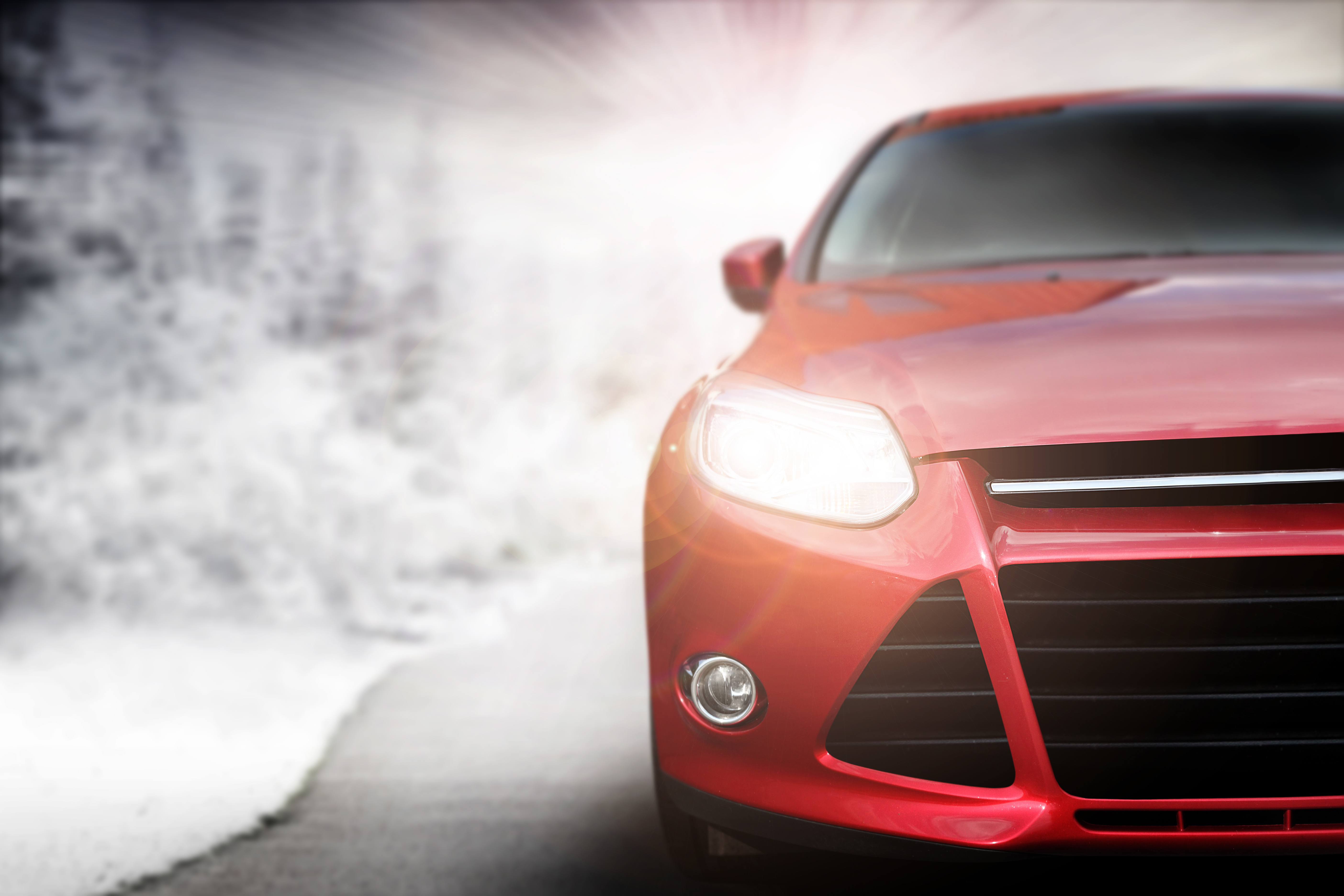 Car driving in snow