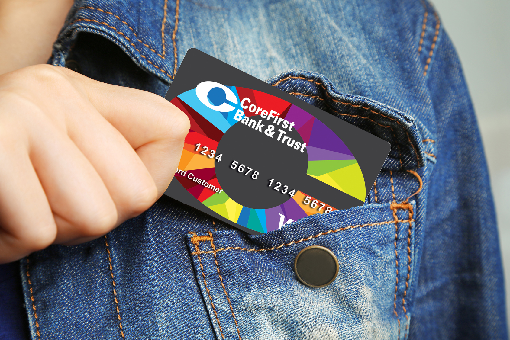 CoreCard in pocket with direction to click for details.