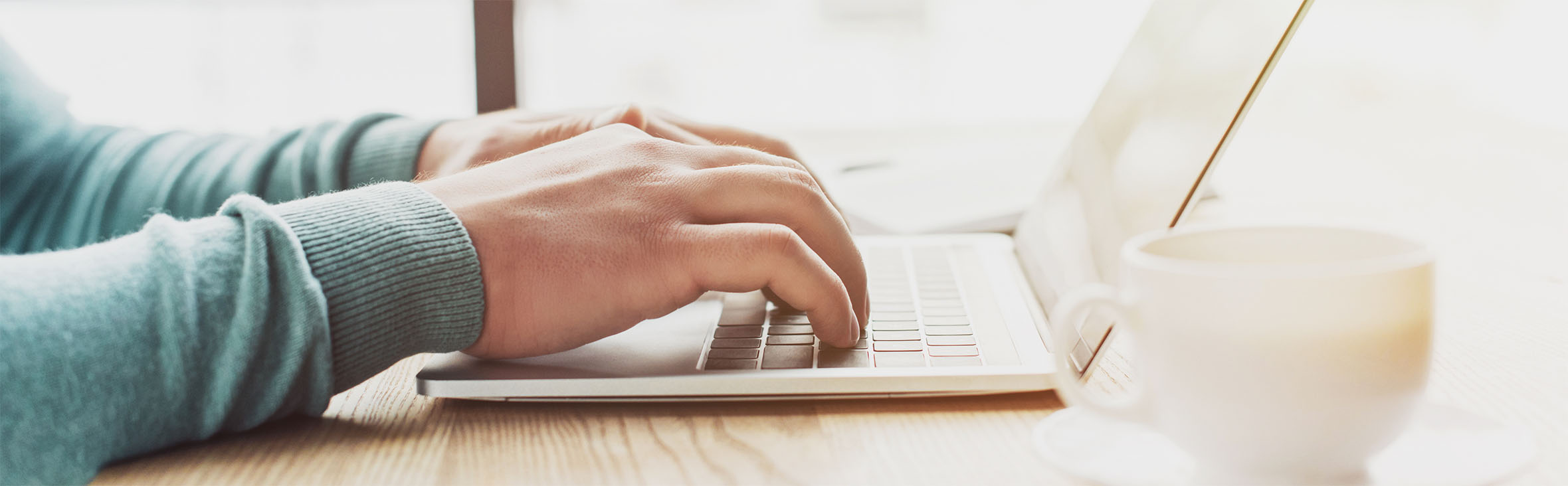 Hands on computer. Open your accoutn in minutes.