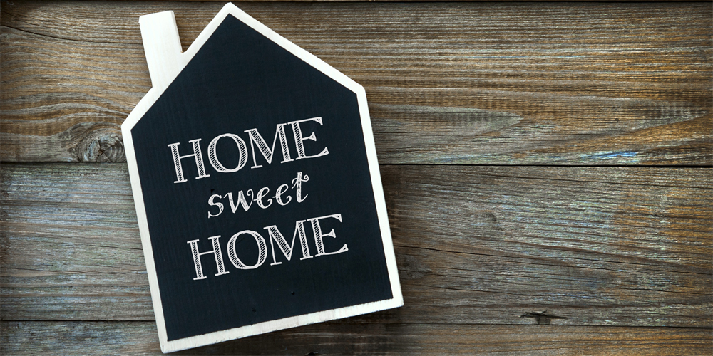 Home sweet home written on chalkboard