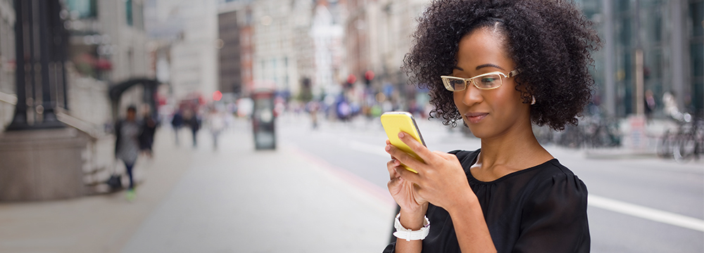 Woman using mobile app