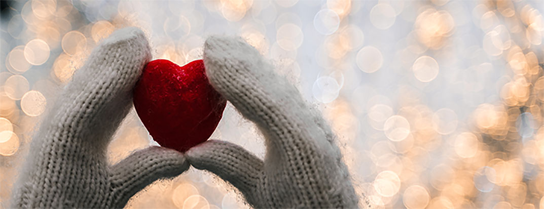 Mittens with heart. Love where you bank.