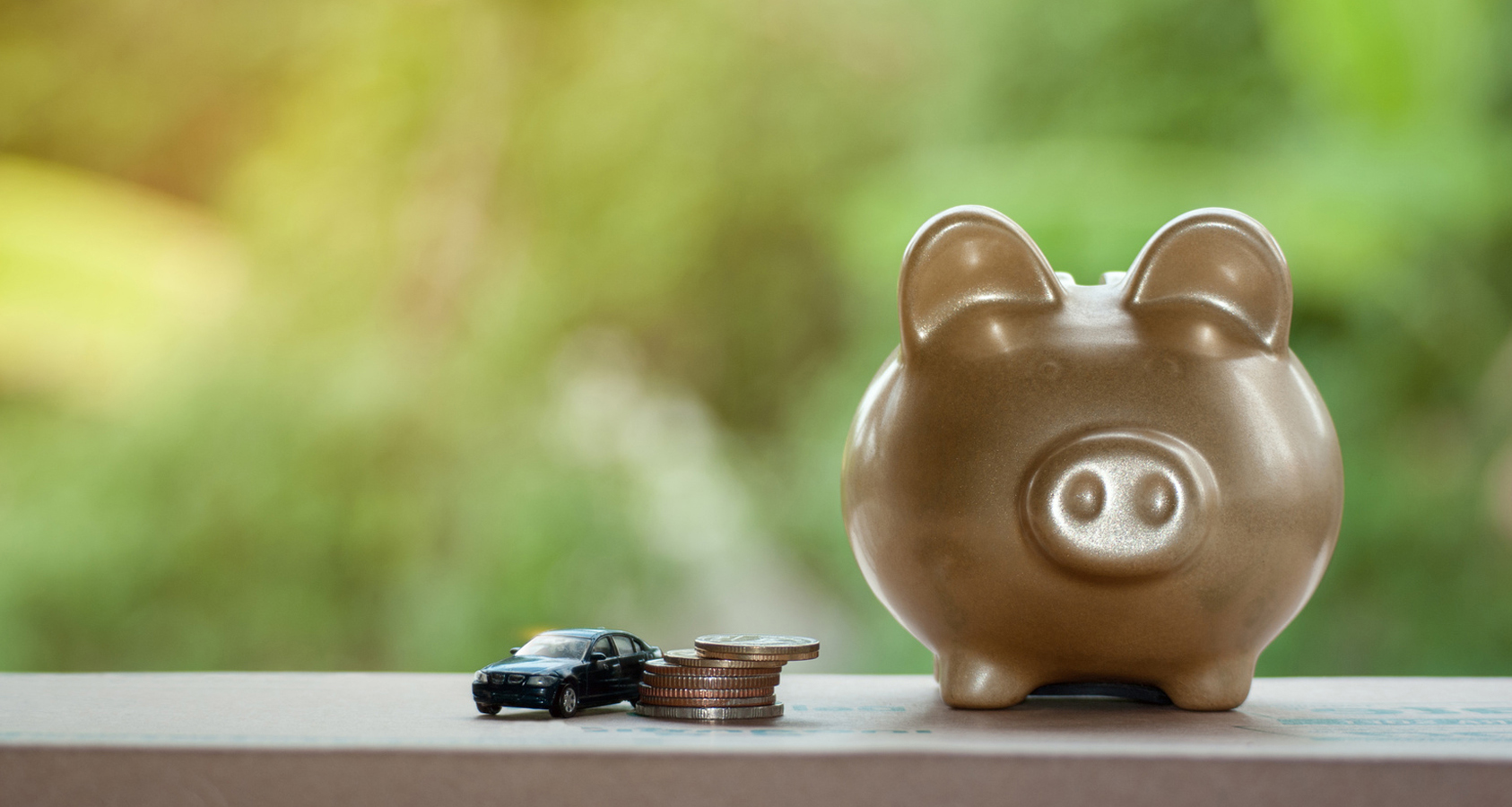 Piggy Bank with Coins and car